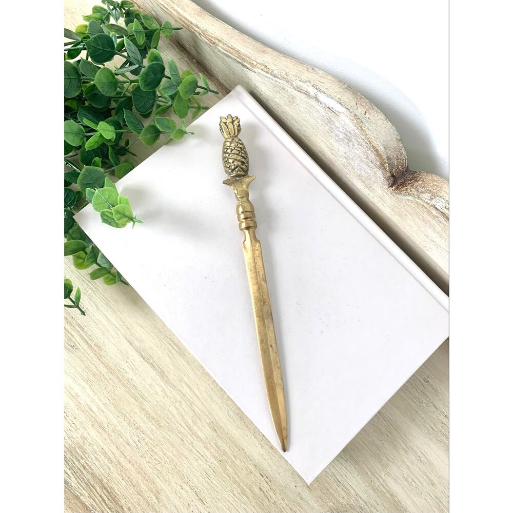Vintage Brass Pineapple Letter Opener England Hollywood Regency Desk Decor